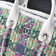 Fortok Chanel Tweed Small Tote Bag Green 24x33.5x11cm - 3