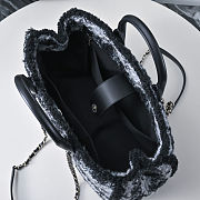 Fortok Chanel Tweed Medium Tote Bag Black 27.5x39.5x16cm - 6