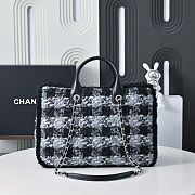 Fortok Chanel Tweed Medium Tote Bag Black 27.5x39.5x16cm - 5