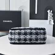 Fortok Chanel Tweed Medium Tote Bag Black 27.5x39.5x16cm - 3