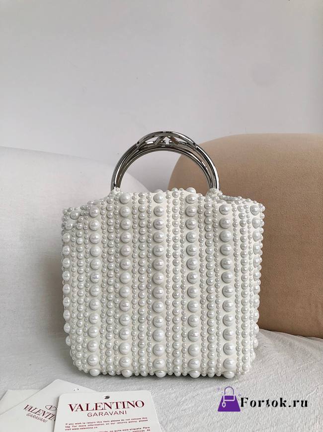 Fortok Valentino Garavani VLogo Signature Pearl Bucket Bag 15-12-10cm - 1
