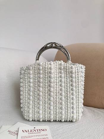 Fortok Valentino Garavani VLogo Signature Pearl Bucket Bag 15-12-10cm