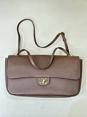 Fortok Chanel Grained Calfskin Maxi Flap Brown Gold Hardware 32x19.5x10cm - 1