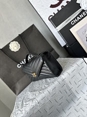 Fortok Chanel Chevron Quilted Top Handle Envelope Clutch Black 10-26-5CM - 5