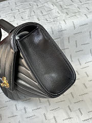 Fortok Chanel Chevron Quilted Top Handle Envelope Clutch Black 10-26-5CM - 4