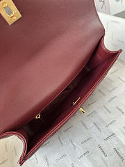 Fortok Chanel Chevron Quilted Top Handle Envelope Clutch Burgundy 10-26-5CM - 2