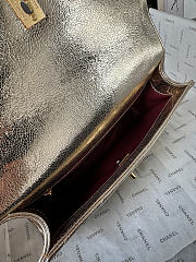 Fortok Chanel Chevron Quilted Top Handle Envelope Clutch Metallic Gold 10-26-5CM - 2