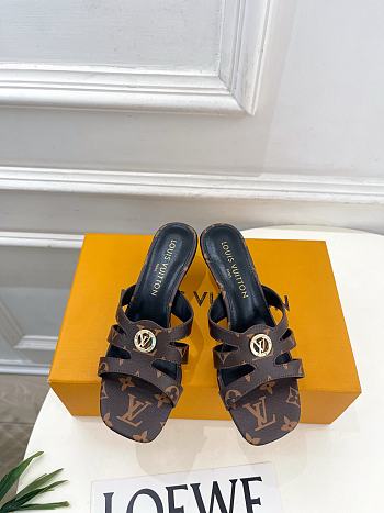 Fortok Louis Vuitton LV Frame Mules Monogram Canvas Brown 5.5cm   