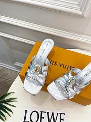 Fortok Louis Vuitton LV Frame Mules Metallic Silver 5.5cm     - 6