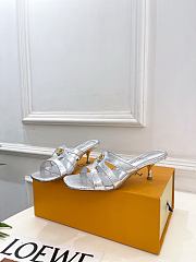 Fortok Louis Vuitton LV Frame Mules Metallic Silver 5.5cm     - 5