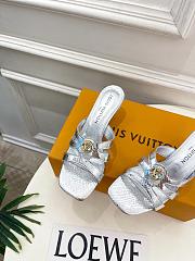 Fortok Louis Vuitton LV Frame Mules Metallic Silver 5.5cm     - 2
