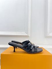 Fortok Louis Vuitton LV Frame Mules Patent Leather Black 5.5cm     - 6