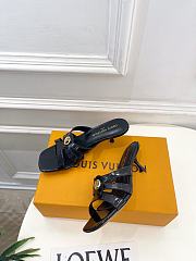 Fortok Louis Vuitton LV Frame Mules Patent Leather Black 5.5cm     - 5