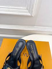 Fortok Louis Vuitton LV Frame Mules Patent Leather Black 5.5cm     - 3
