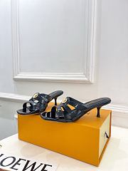 Fortok Louis Vuitton LV Frame Mules Patent Leather Black 5.5cm     - 2