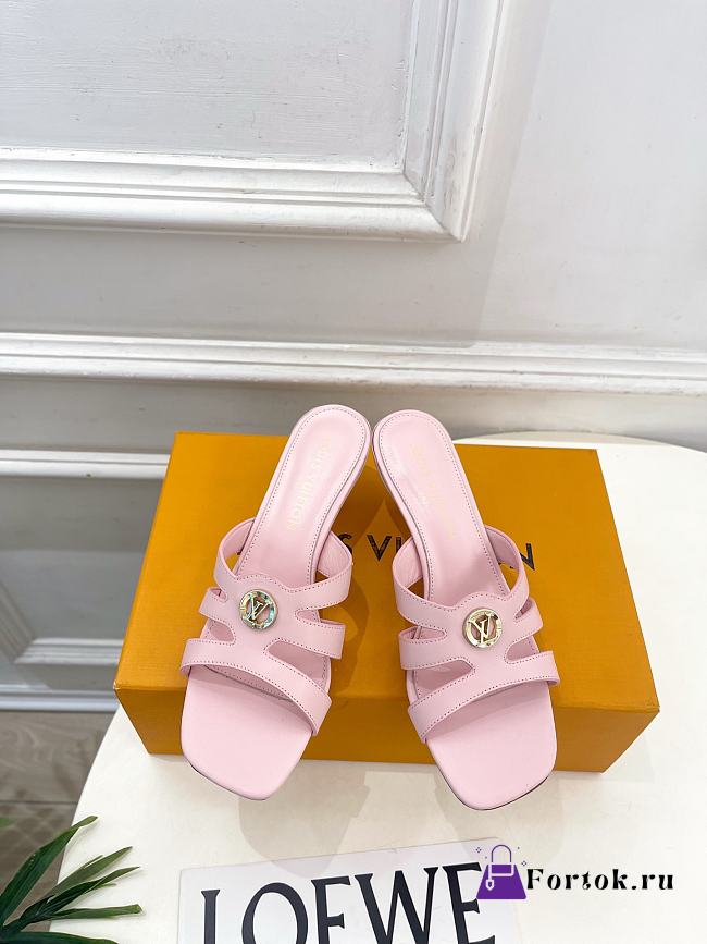 Fortok Louis Vuitton LV Frame Mules Leather Pink 5.5cm     - 1