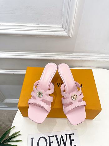 Fortok Louis Vuitton LV Frame Mules Leather Pink 5.5cm    