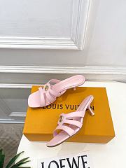 Fortok Louis Vuitton LV Frame Mules Leather Pink 5.5cm     - 6