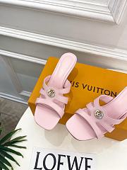 Fortok Louis Vuitton LV Frame Mules Leather Pink 5.5cm     - 5