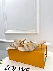 Fortok Louis Vuitton LV Frame Mules Leather Beige 5.5cm     - 6