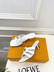 Fortok Louis Vuitton LV Frame Mules Leather White 5.5cm     - 6