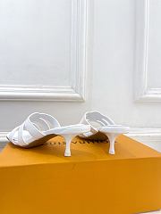 Fortok Louis Vuitton LV Frame Mules Leather White 5.5cm     - 5
