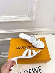 Fortok Louis Vuitton LV Frame Mules Leather White 5.5cm     - 4