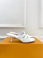 Fortok Louis Vuitton LV Frame Mules Leather White 5.5cm     - 3