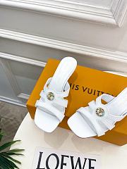 Fortok Louis Vuitton LV Frame Mules Leather White 5.5cm     - 2