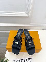 Fortok Louis Vuitton LV Frame Mules Leather Black 5.5cm     - 1