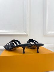 Fortok Louis Vuitton LV Frame Mules Leather Black 5.5cm     - 6