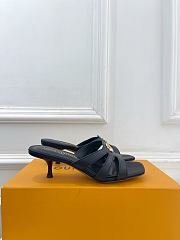 Fortok Louis Vuitton LV Frame Mules Leather Black 5.5cm     - 5