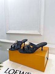 Fortok Louis Vuitton LV Frame Mules Leather Black 5.5cm     - 2