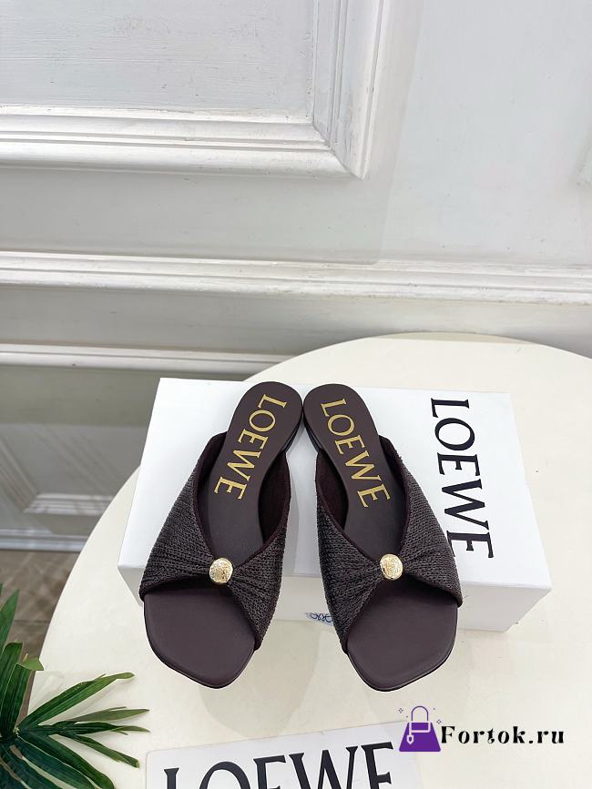 Fortok Loewe Paula's Ibiza Woven Pebble Sandals Brown - 1