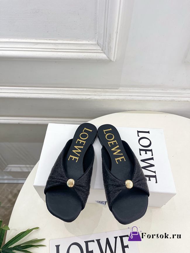 Fortok Loewe Paula's Ibiza Woven Pebble Sandals Black - 1
