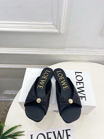 Fortok Loewe Paula's Ibiza Woven Pebble Sandals Black