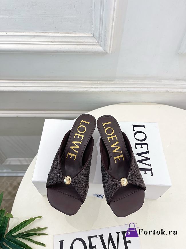 Fortok Loewe Paula's Ibiza Woven Pebble Heels Brown 4.5cm - 1
