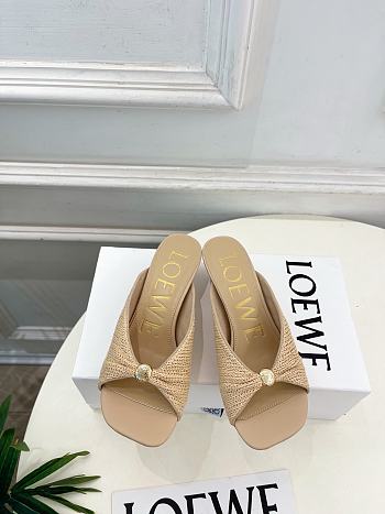 Fortok Loewe Paula's Ibiza Woven Pebble Heels Beige 4.5cm