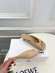 Fortok Loewe Paula's Ibiza Woven Pebble Heels Beige 4.5cm - 2