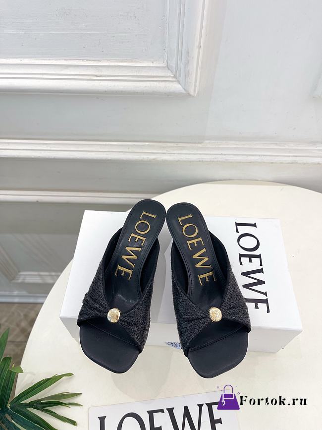 Fortok Loewe Paula's Ibiza Woven Pebble Heels Black 4.5cm - 1