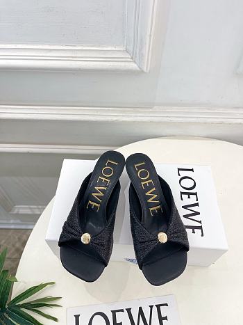 Fortok Loewe Paula's Ibiza Woven Pebble Heels Black 4.5cm
