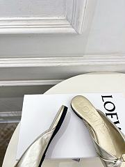 Fortok Loewe Pebble Soft Slides Metallic Silver Flats - 6