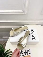 Fortok Loewe Pebble Soft Slides Metallic Silver Flats - 5