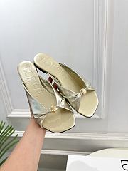 Fortok Loewe Pebble Soft Slides Metallic Silver Flats - 4