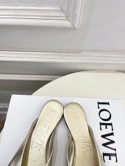 Fortok Loewe Pebble Soft Slides Metallic Silver Flats - 3