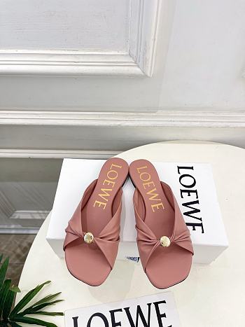 Fortok Loewe Pebble Soft Slides Leather Pink Flats
