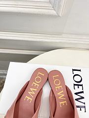 Fortok Loewe Pebble Soft Slides Leather Pink Flats - 5