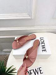 Fortok Loewe Pebble Soft Slides Leather Pink Flats - 6