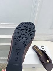 Fortok Loewe Pebble Soft Slides Leather Chocolate Brown Flats - 3