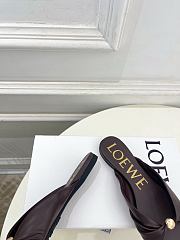 Fortok Loewe Pebble Soft Slides Leather Chocolate Brown Flats - 4